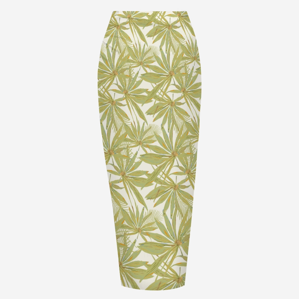 Tropical Palm Leaf Print Bikini And Beach Skirt Set