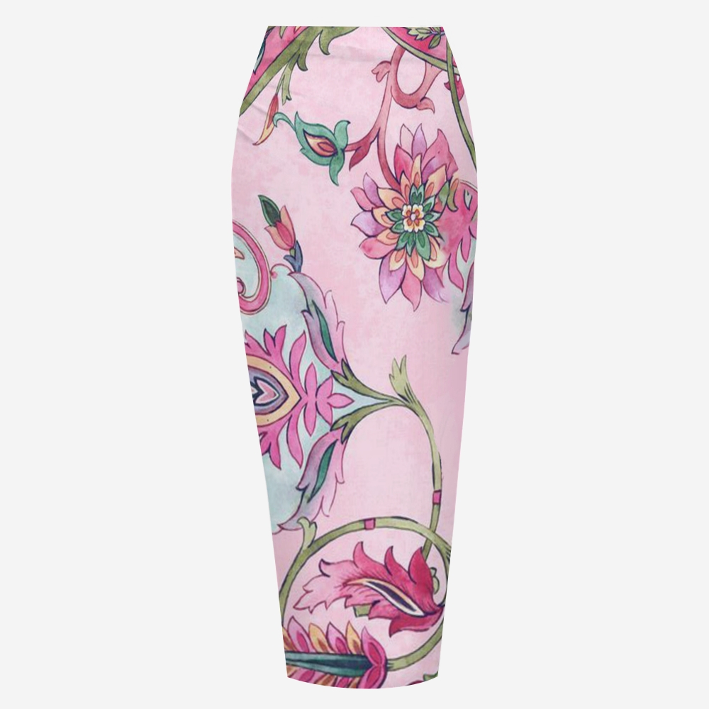 Tropical Paisley Flower Print Bikini And Beach Skirt Set