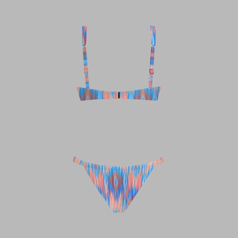 Ikat Wave Print Bikini And Beach Skirt Set