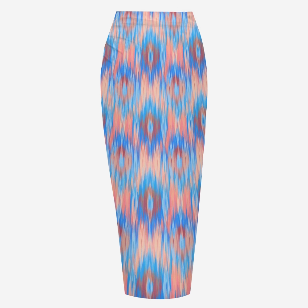 Ikat Wave Print Bikini And Beach Skirt Set