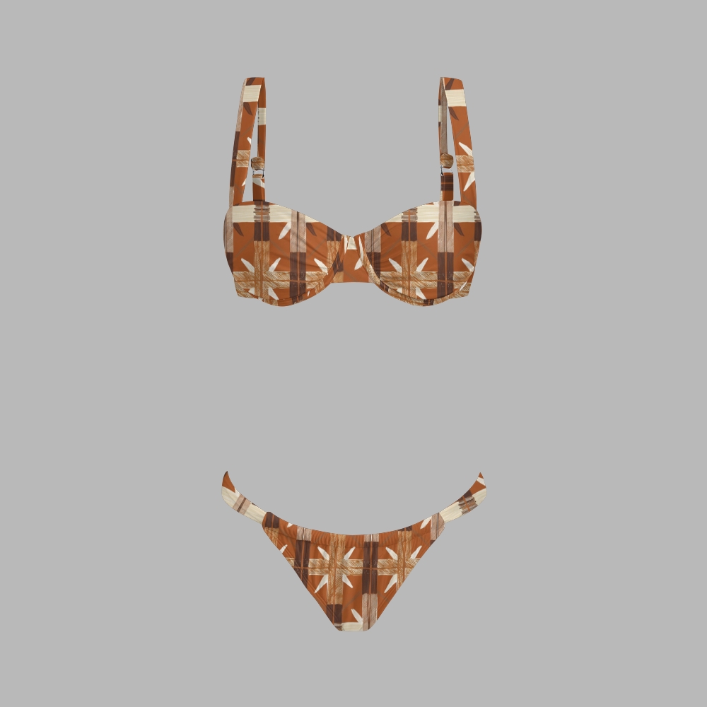 Ethnic Geo Stripe Print Bikini And Beach Skirt Set