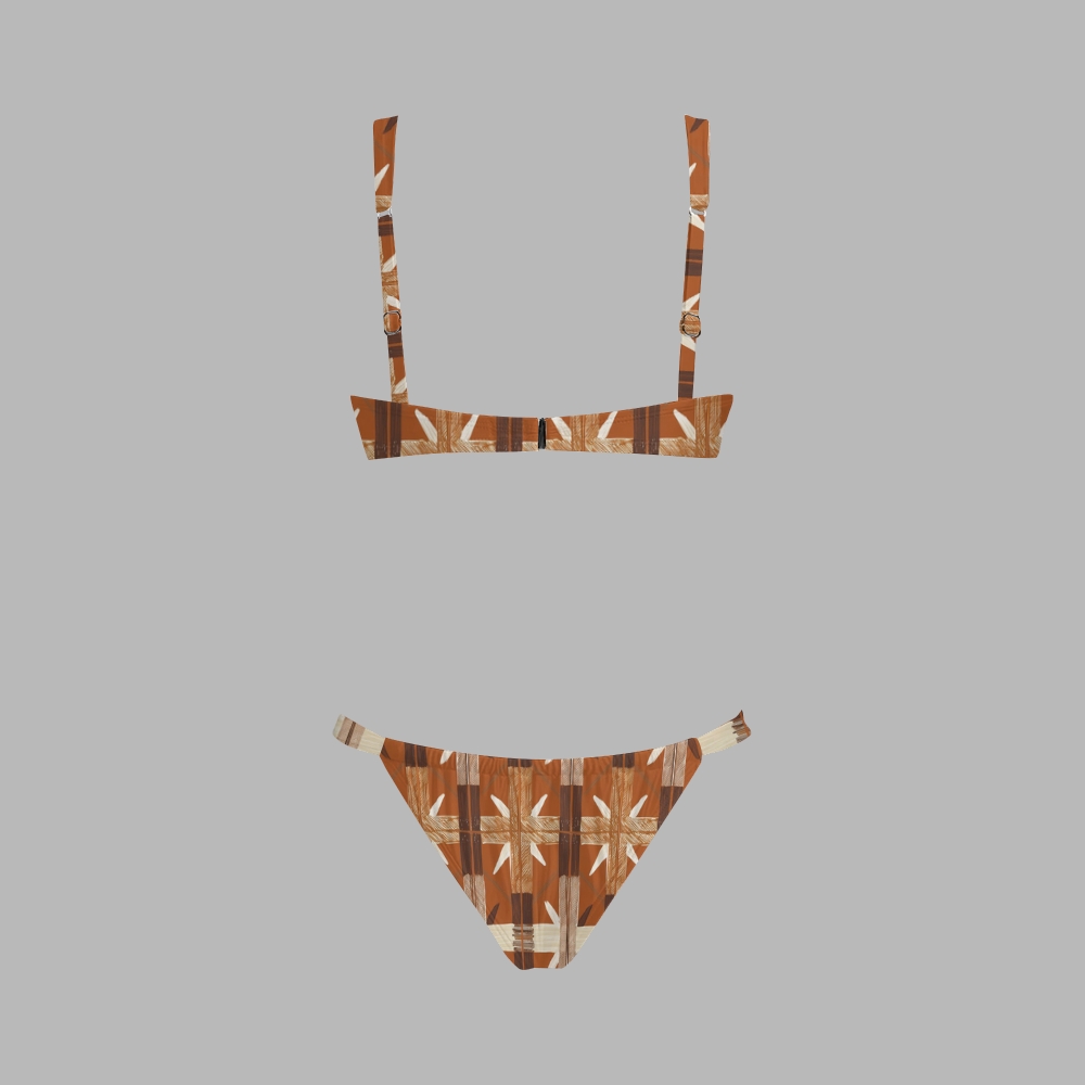Ethnic Geo Stripe Print Bikini And Beach Skirt Set