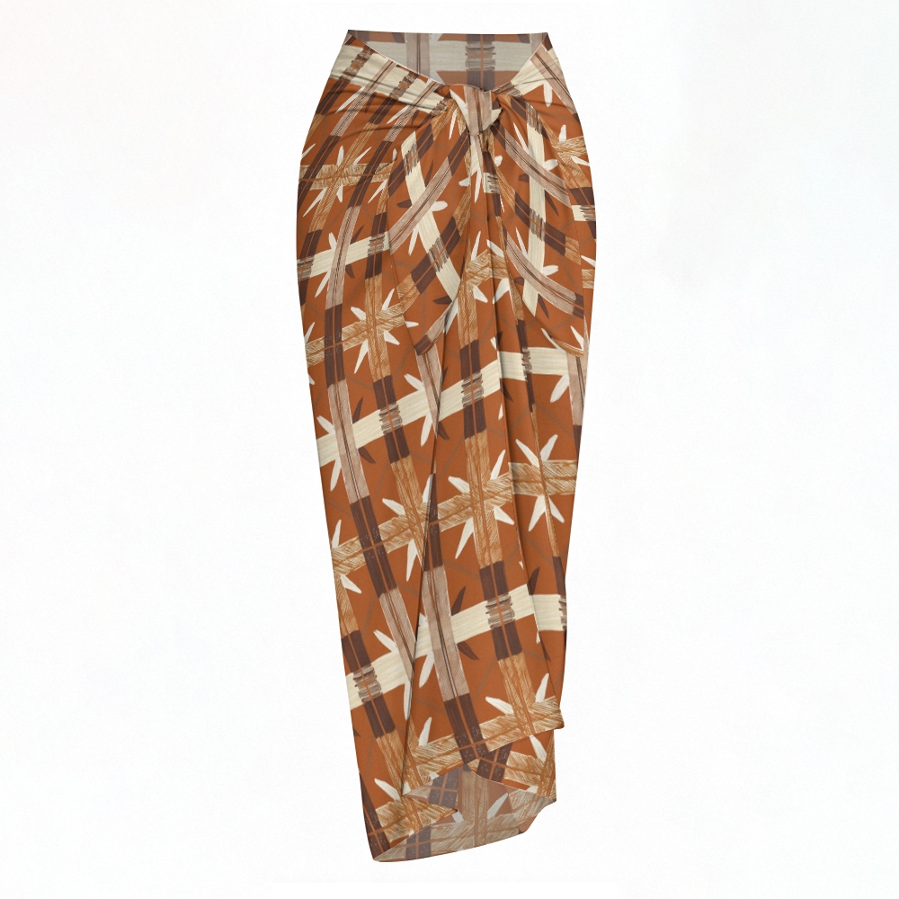 Ethnic Geo Stripe Print Bikini And Beach Skirt Set