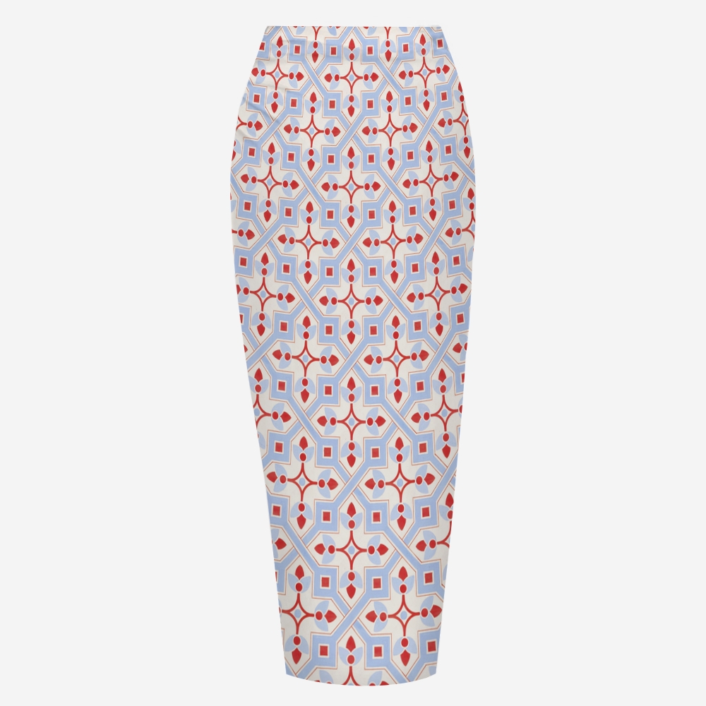 Minimalist Geo Lattice Print Bikini And Beach Skirt Set