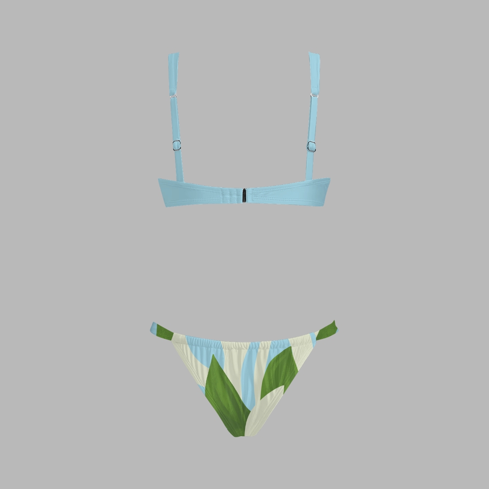 Botanical Leaf Print Bikini And Beach Skirt Set
