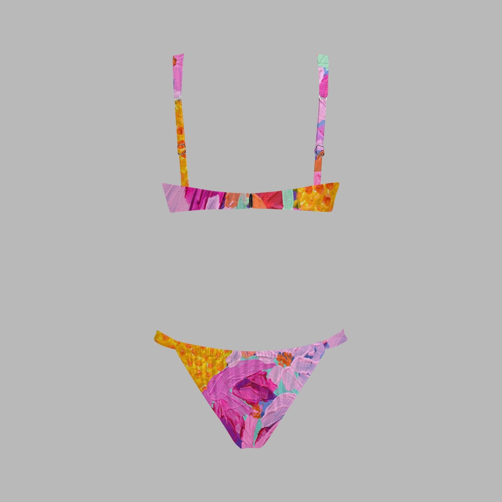 Painterly Floral Print Bikini And Beach Skirt Set