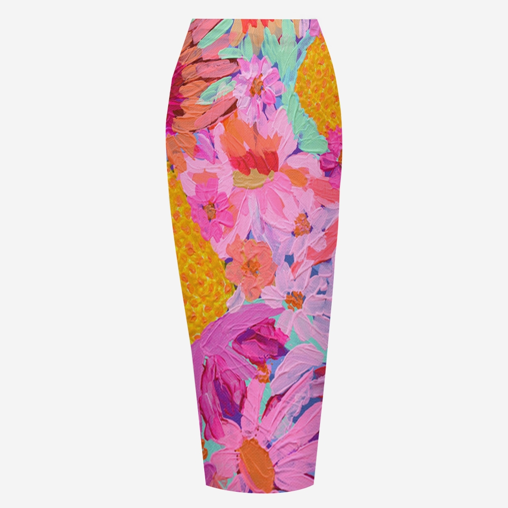 Painterly Floral Print Bikini And Beach Skirt Set