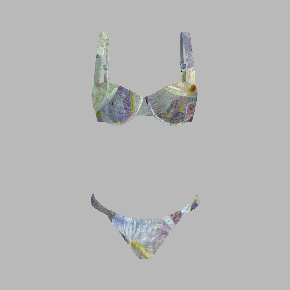 Tropical Anthurium Print Bikini And Beach Skirt Set
