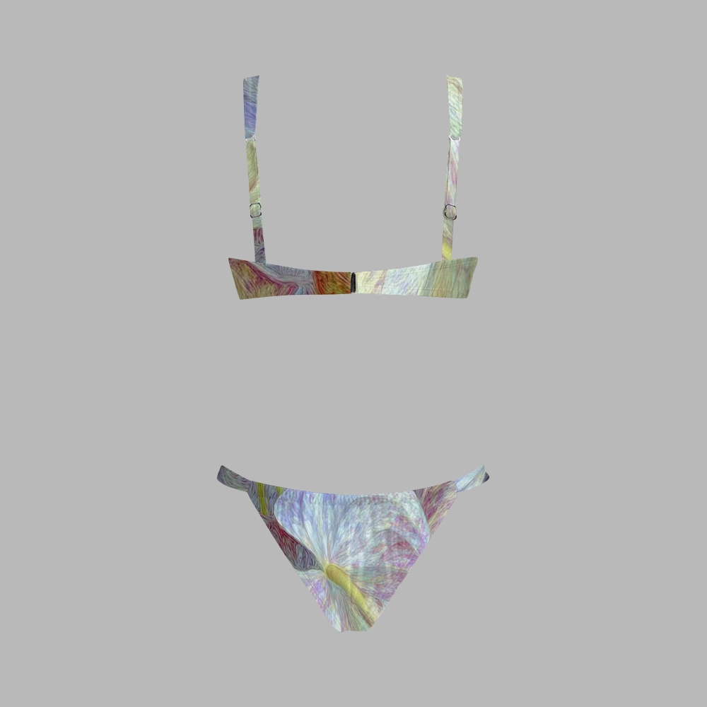 Tropical Anthurium Print Bikini And Beach Skirt Set