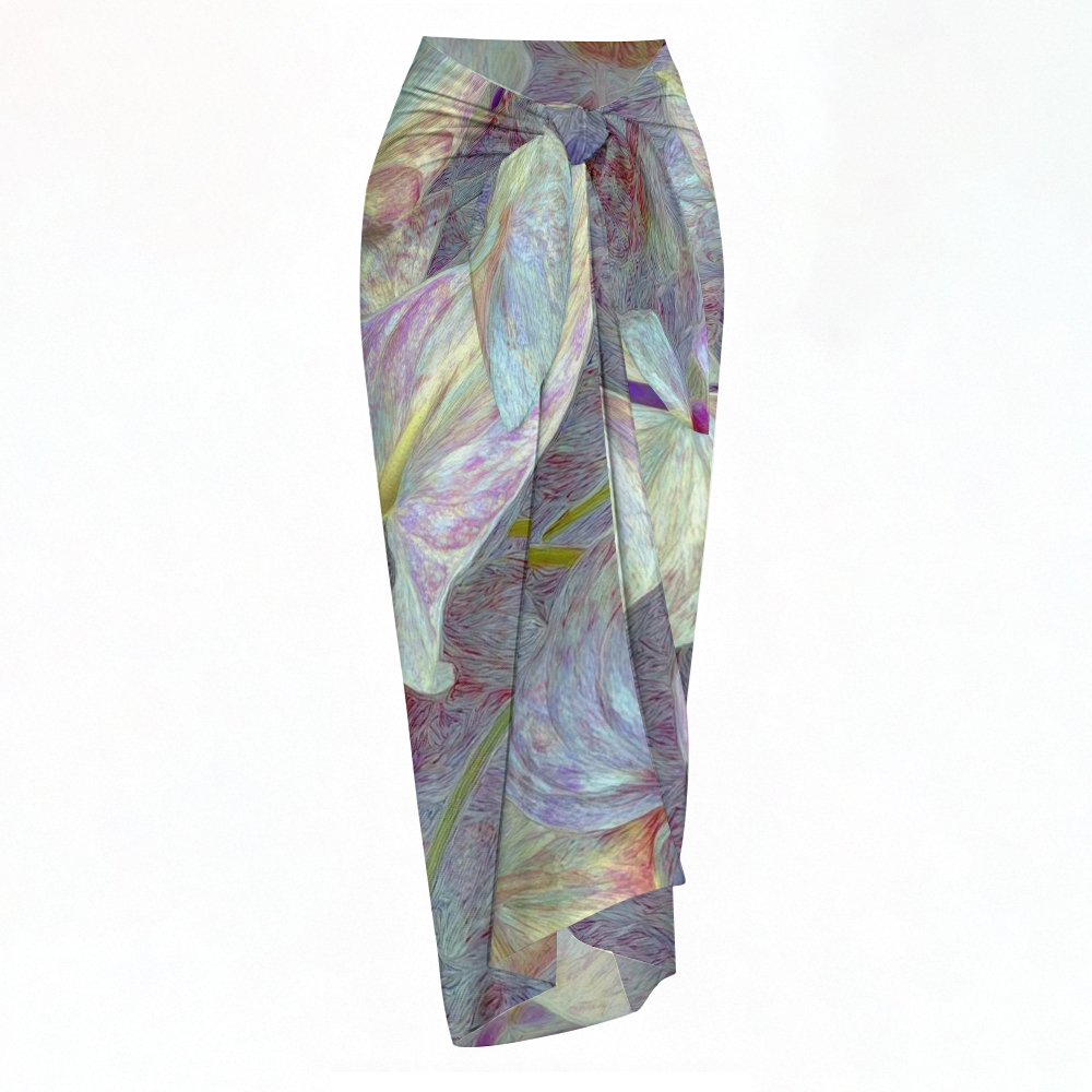 Tropical Anthurium Print Bikini And Beach Skirt Set