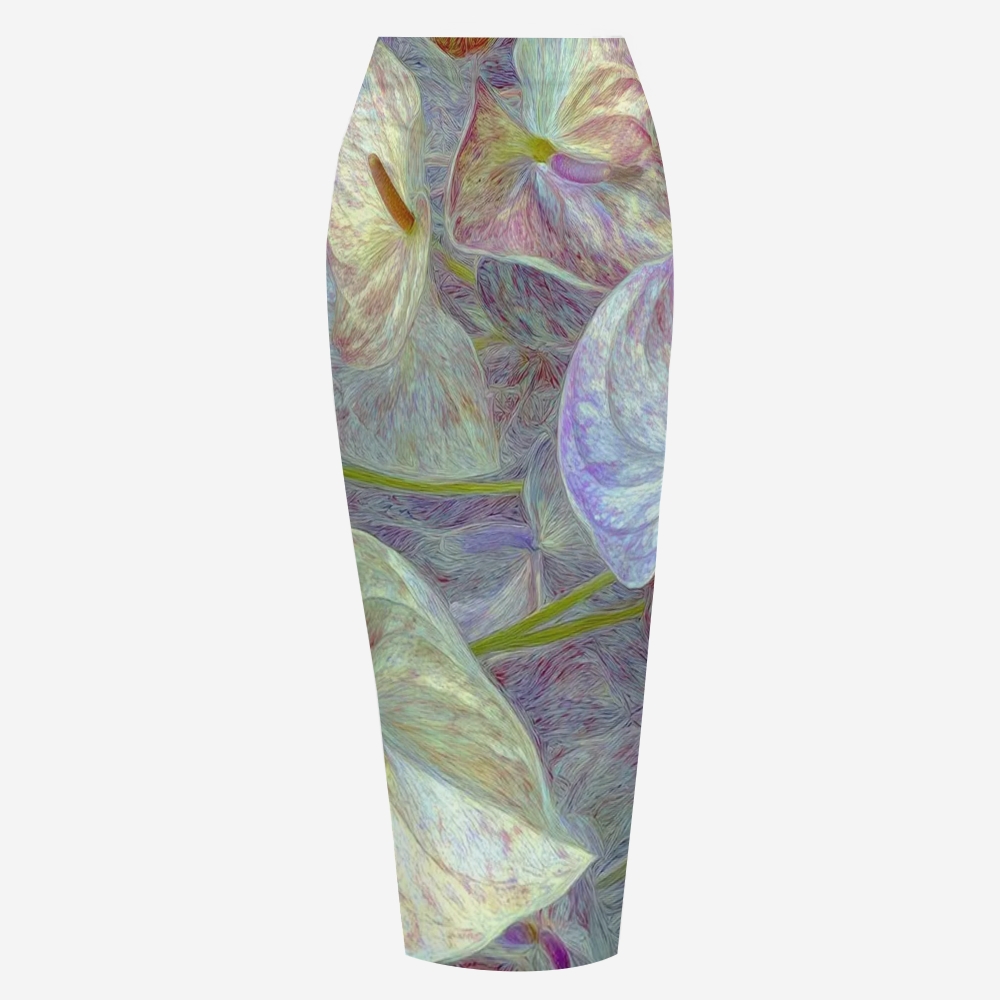 Tropical Anthurium Print Bikini And Beach Skirt Set