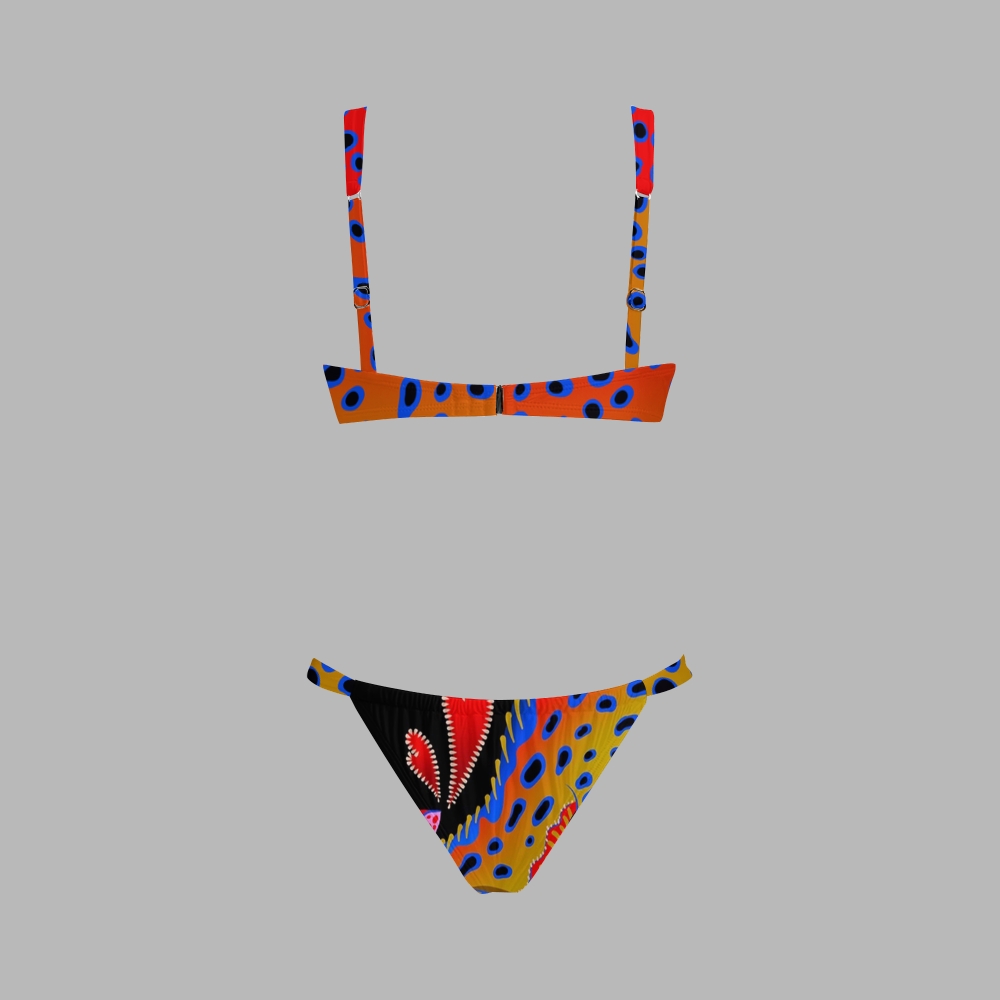 Colorful Tiger Print Bikini And Beach Skirt Set