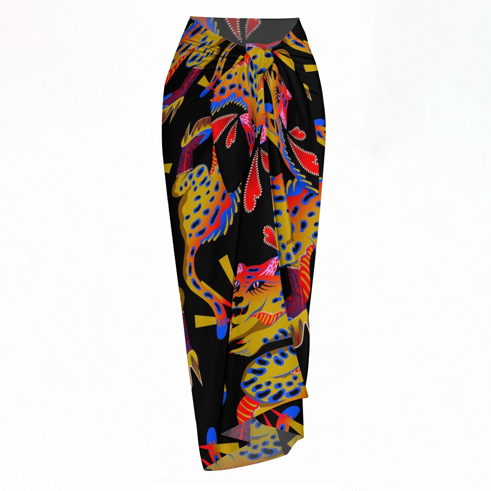 Colorful Tiger Print Bikini And Beach Skirt Set