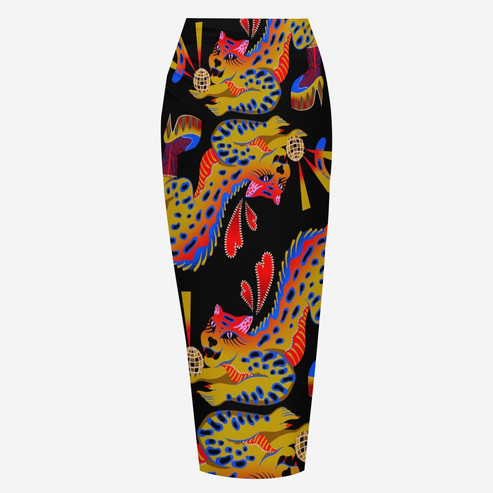 Colorful Tiger Print Bikini And Beach Skirt Set