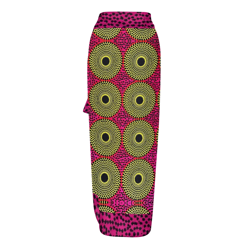 Ethnic Geometric Circle V Neck Tie Shoulder Swimsuit With Matching Skirt Set