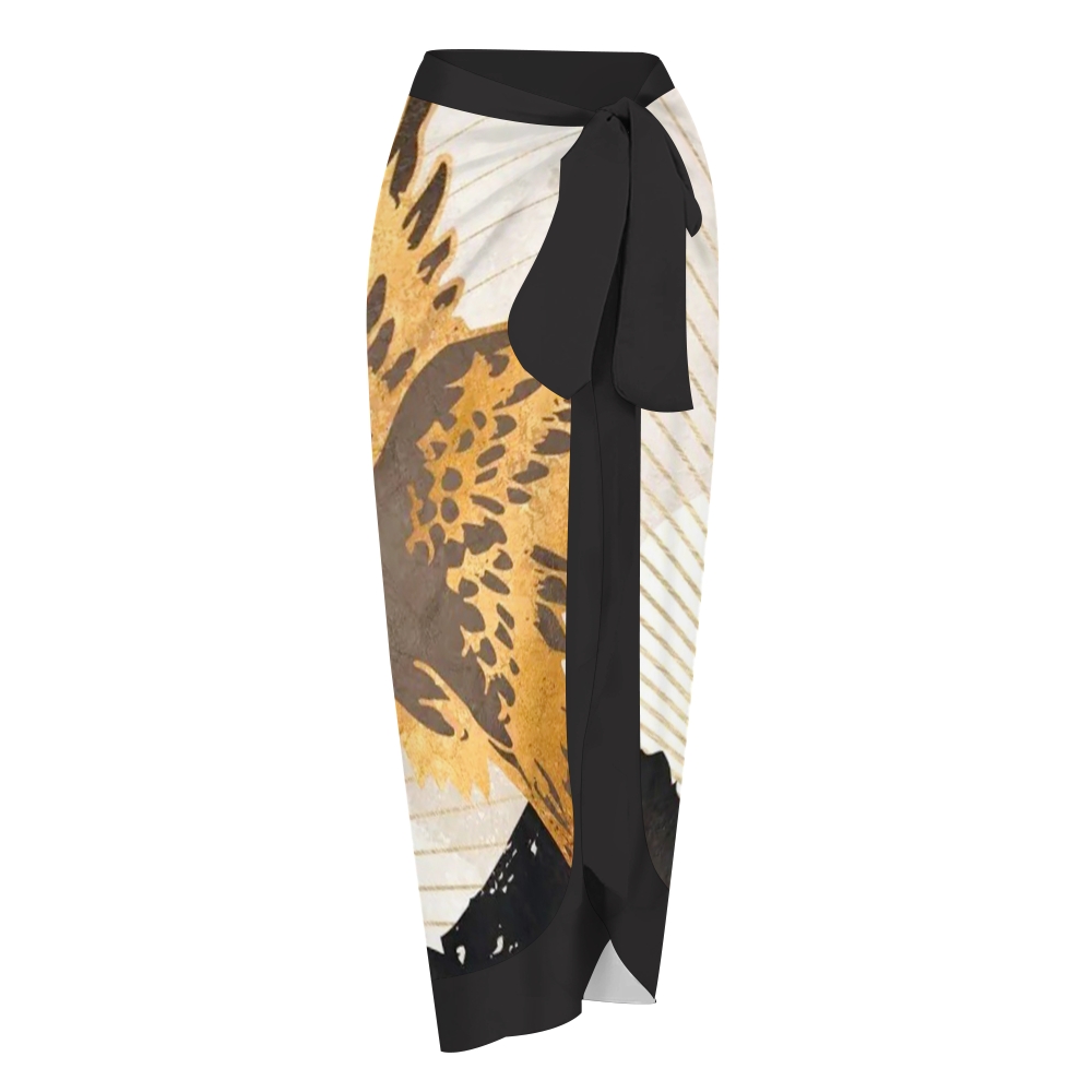 Women's Crane Print Tie-up One-piece Swimsuit