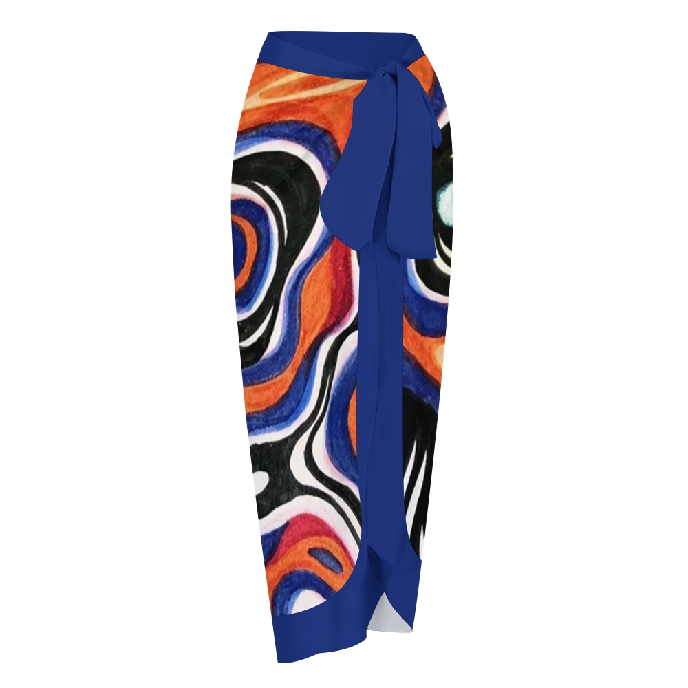 Women's Abstract Wave Print Tie-up One-piece Swimsuit