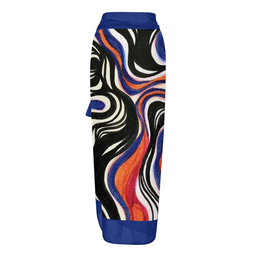 Women's Abstract Wave Print Tie-up One-piece Swimsuit