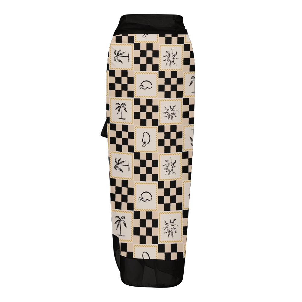 Women's Beach Checker Print Tie-up One-piece Swimsuit