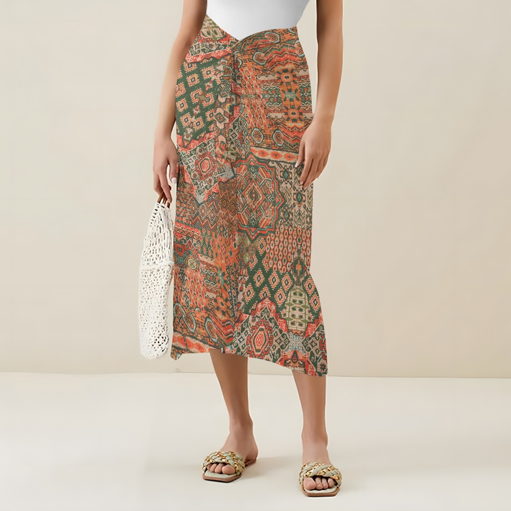 Women's Boho Tribal Geometric Print Tie-up One-piece Swimsuit