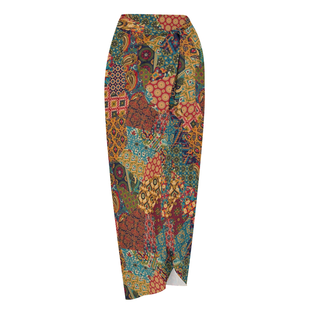 Women's Colorful Bohemian Patchwork Print Tie-up One-piece Swimsuit