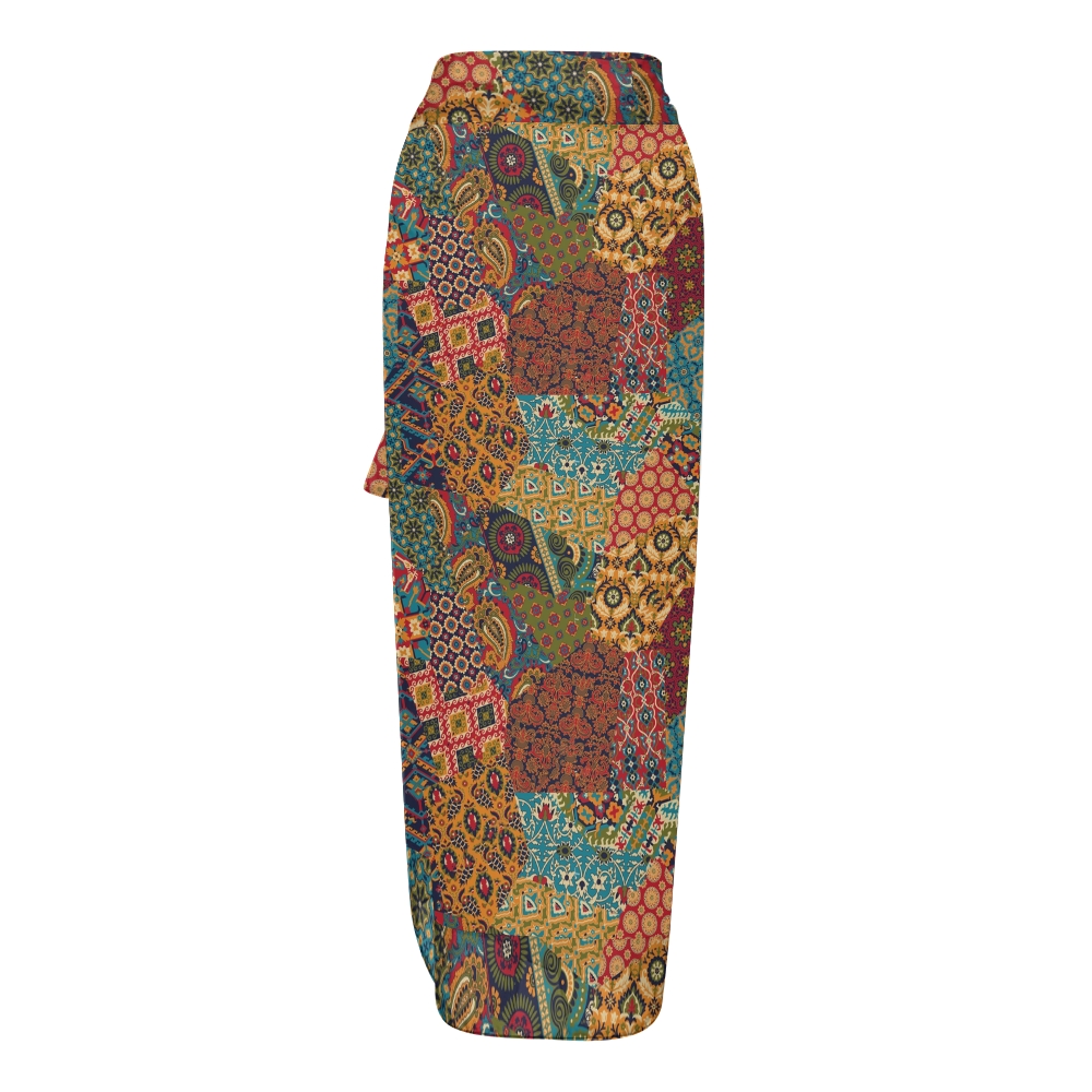 Women's Colorful Bohemian Patchwork Print Tie-up One-piece Swimsuit