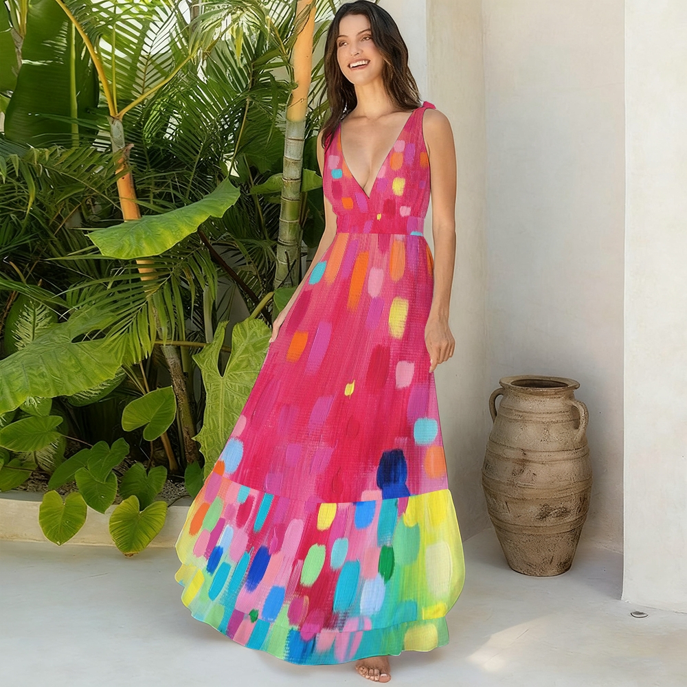 Women's Vibrant Brush Spot Print One-Piece Swimsuit Set