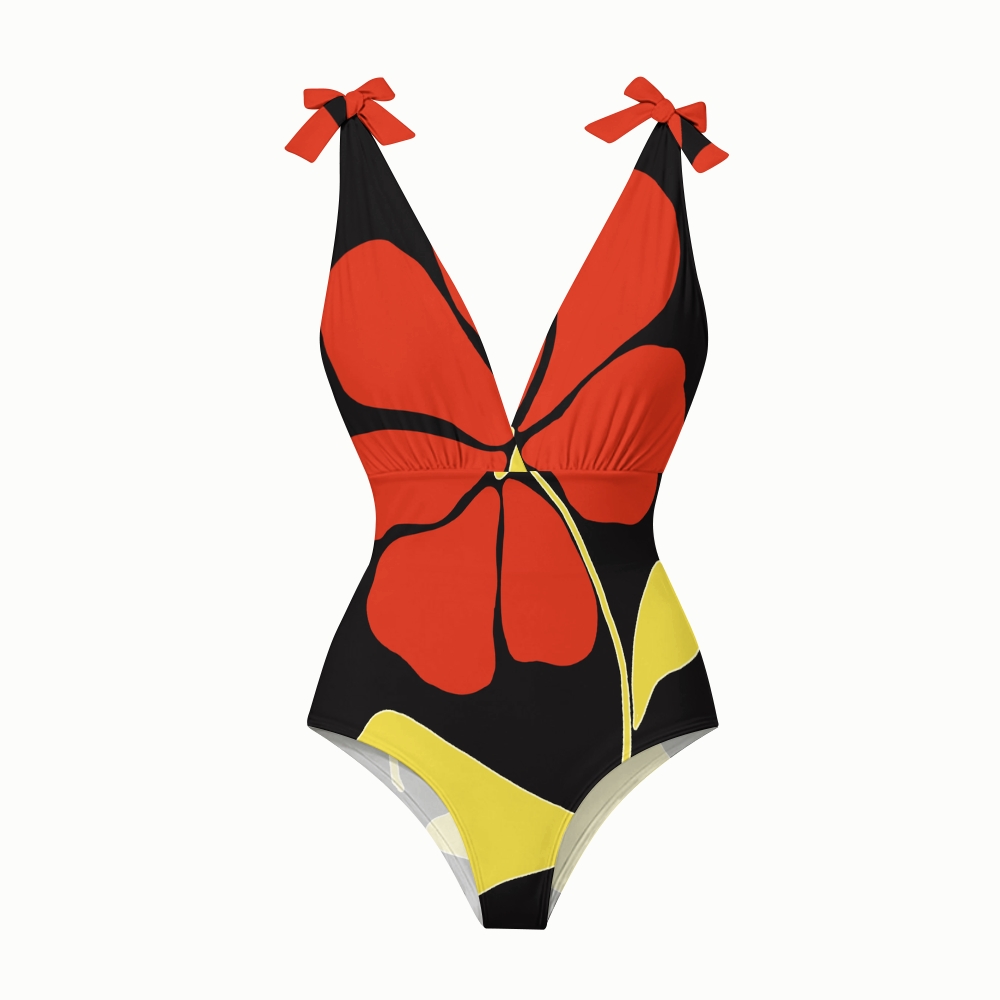 Women's Bold Floral Print One-Piece Swimsuit Set