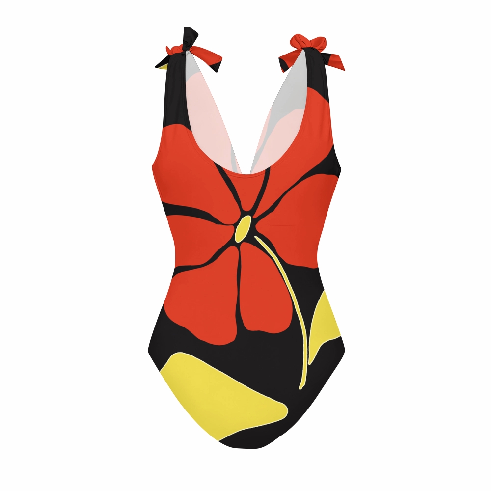Women's Bold Floral Print One-Piece Swimsuit Set