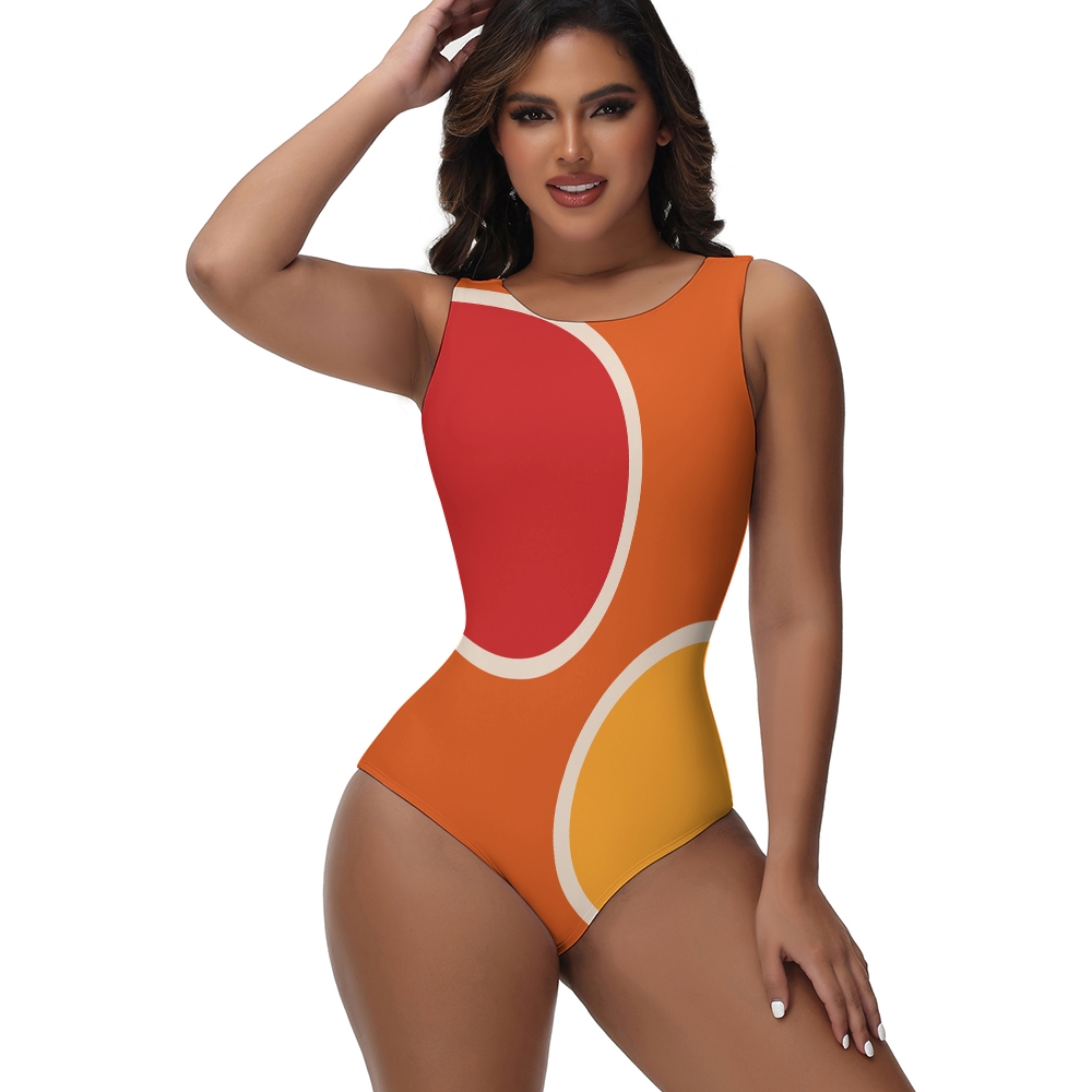 Color Block Print One-Piece Swimsuit