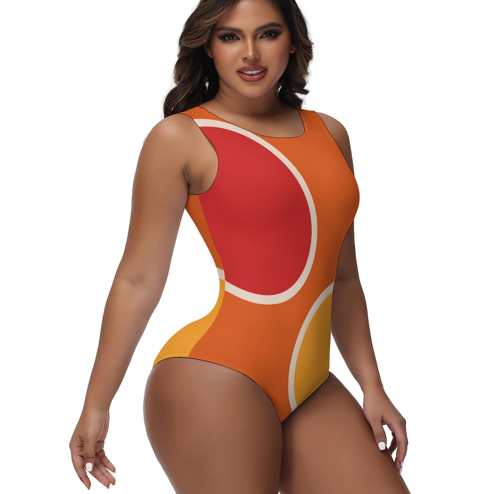 Color Block Print One-Piece Swimsuit