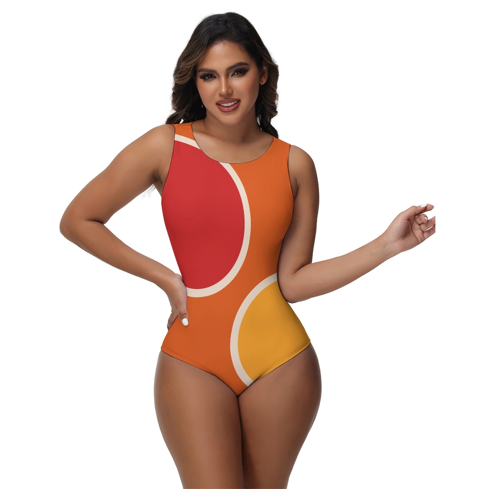 Color Block Print One-Piece Swimsuit