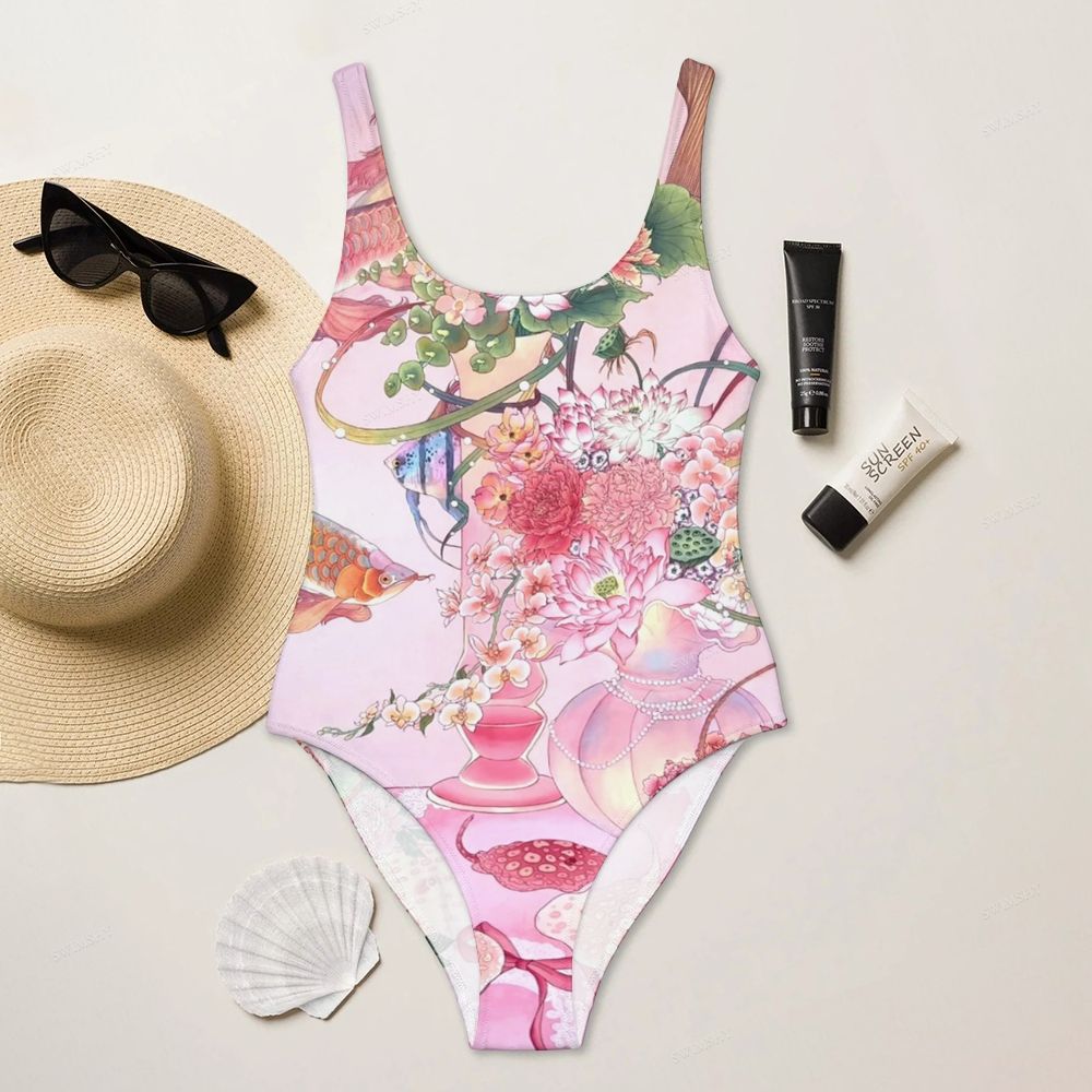 Koi Floral Print One-Piece Swimsuit