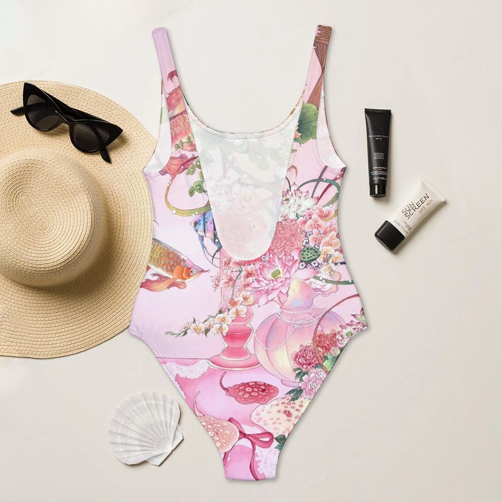 Koi Floral Print One-Piece Swimsuit