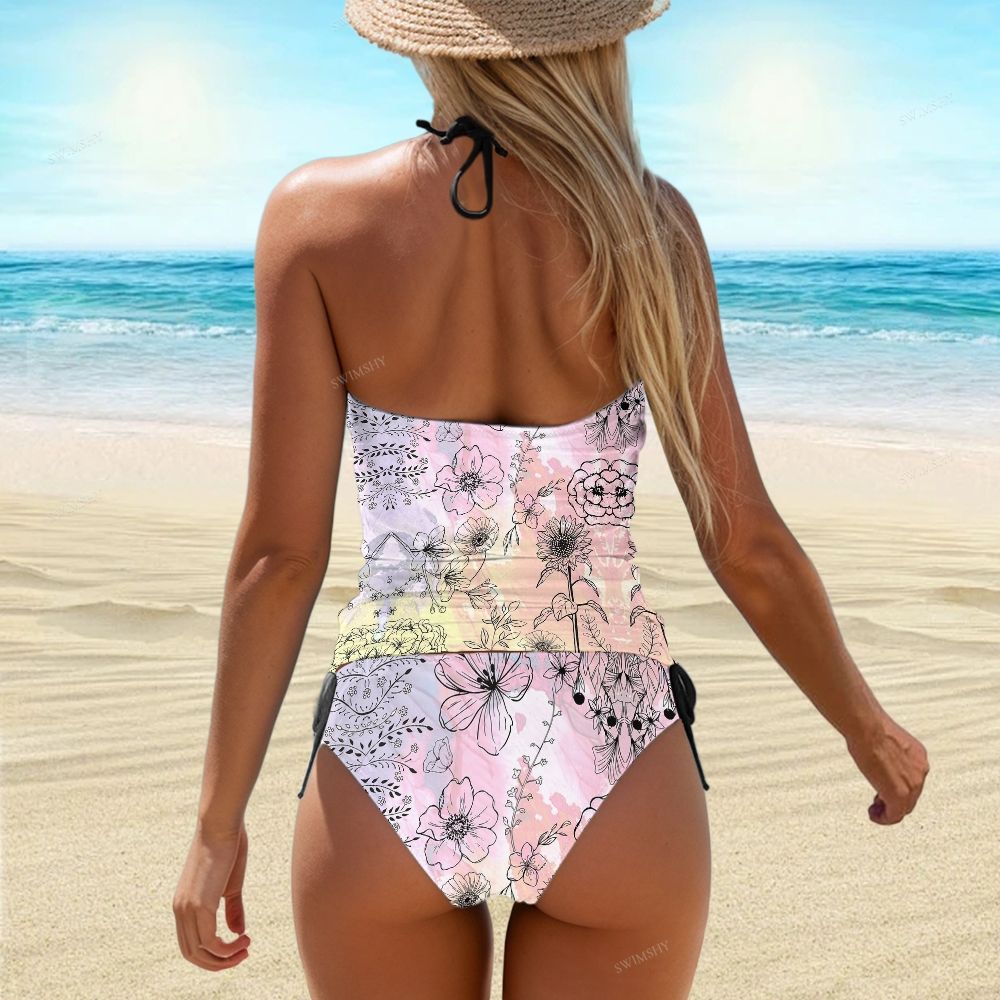 Gradient Sketch Floral Bikini & One Piece Swimsuit
