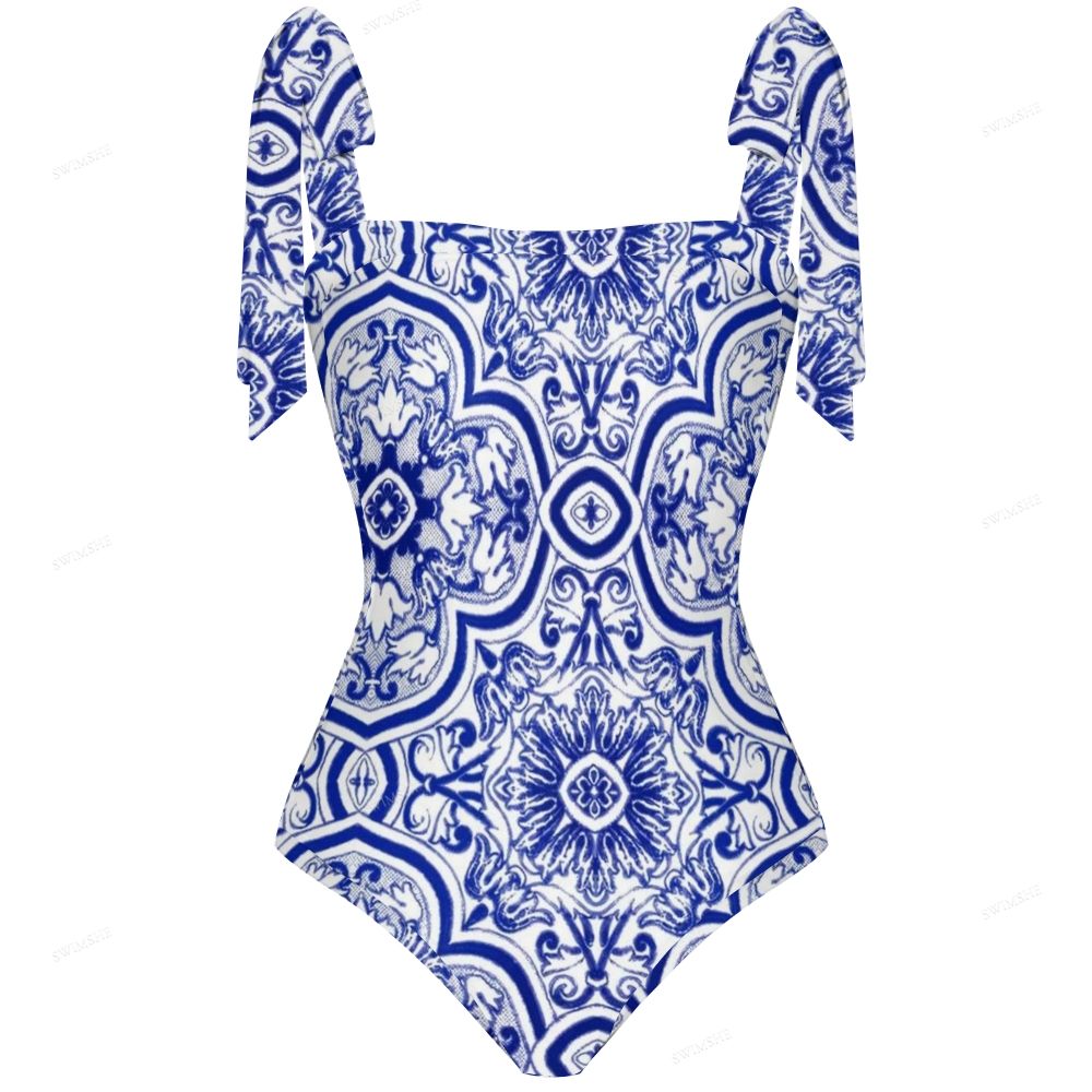 Classic Majolica Blue One-Piece Swimsuit