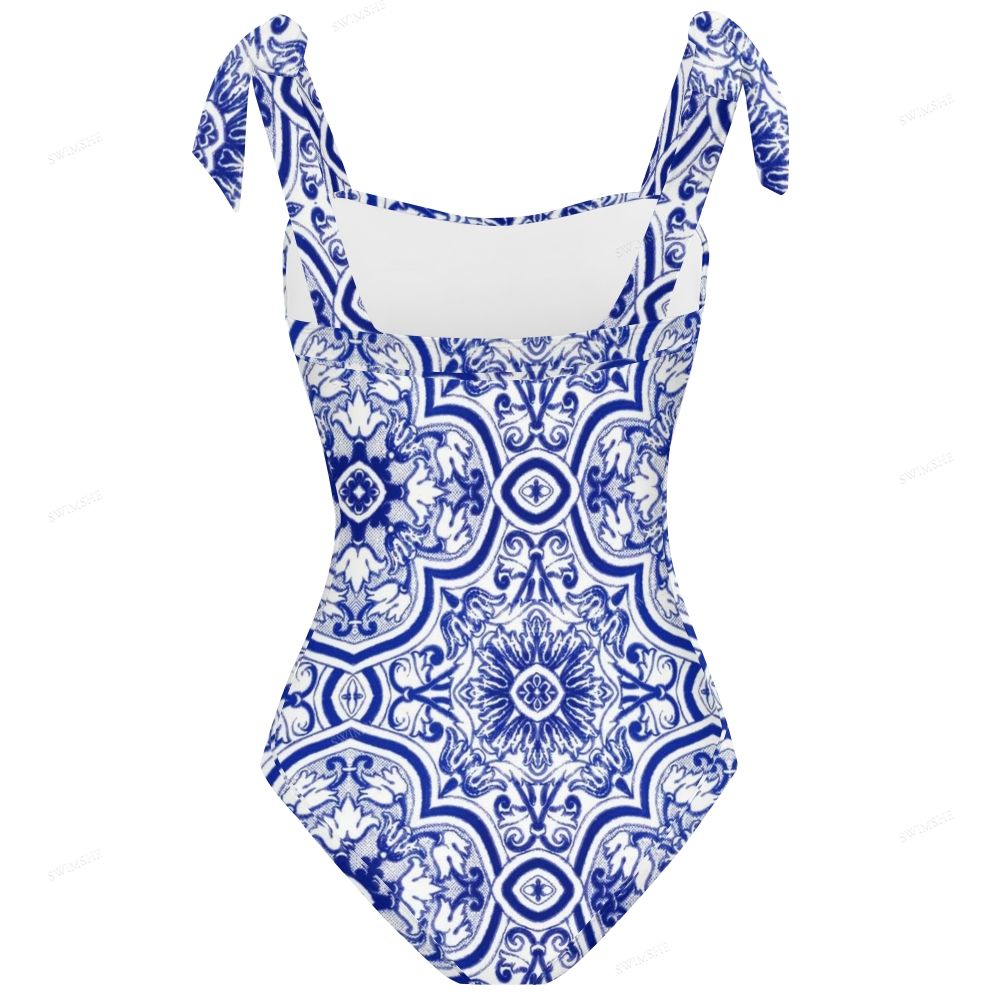 Classic Majolica Blue One-Piece Swimsuit