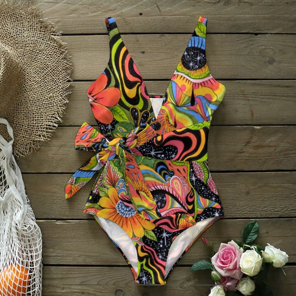 Psychedelic Eye Print One-Piece Swimsuit