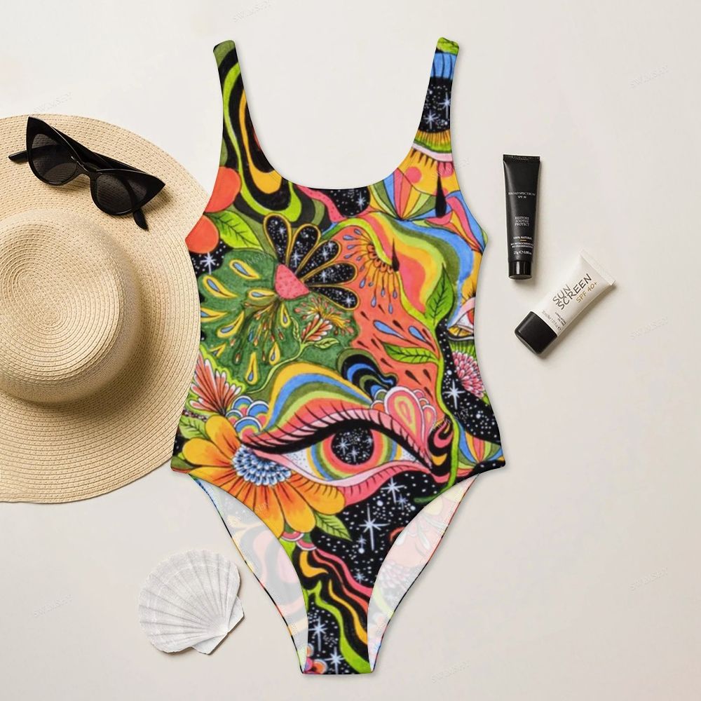 Psychedelic Eye Print One-Piece Swimsuit