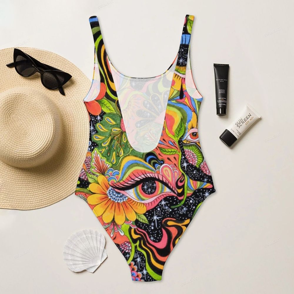 Psychedelic Eye Print One-Piece Swimsuit