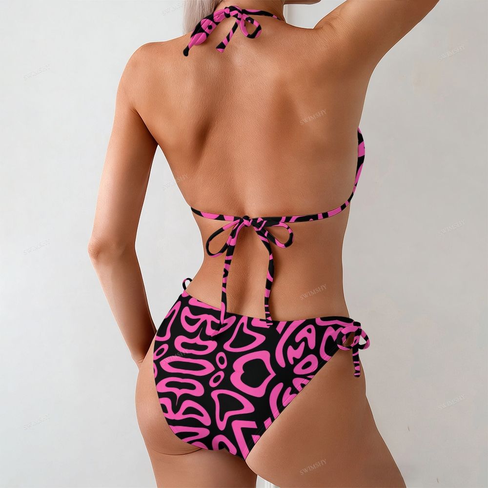 Vibrant Pink Abstract Print Bikini Set