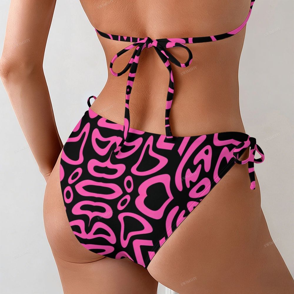 Vibrant Pink Abstract Print Bikini Set