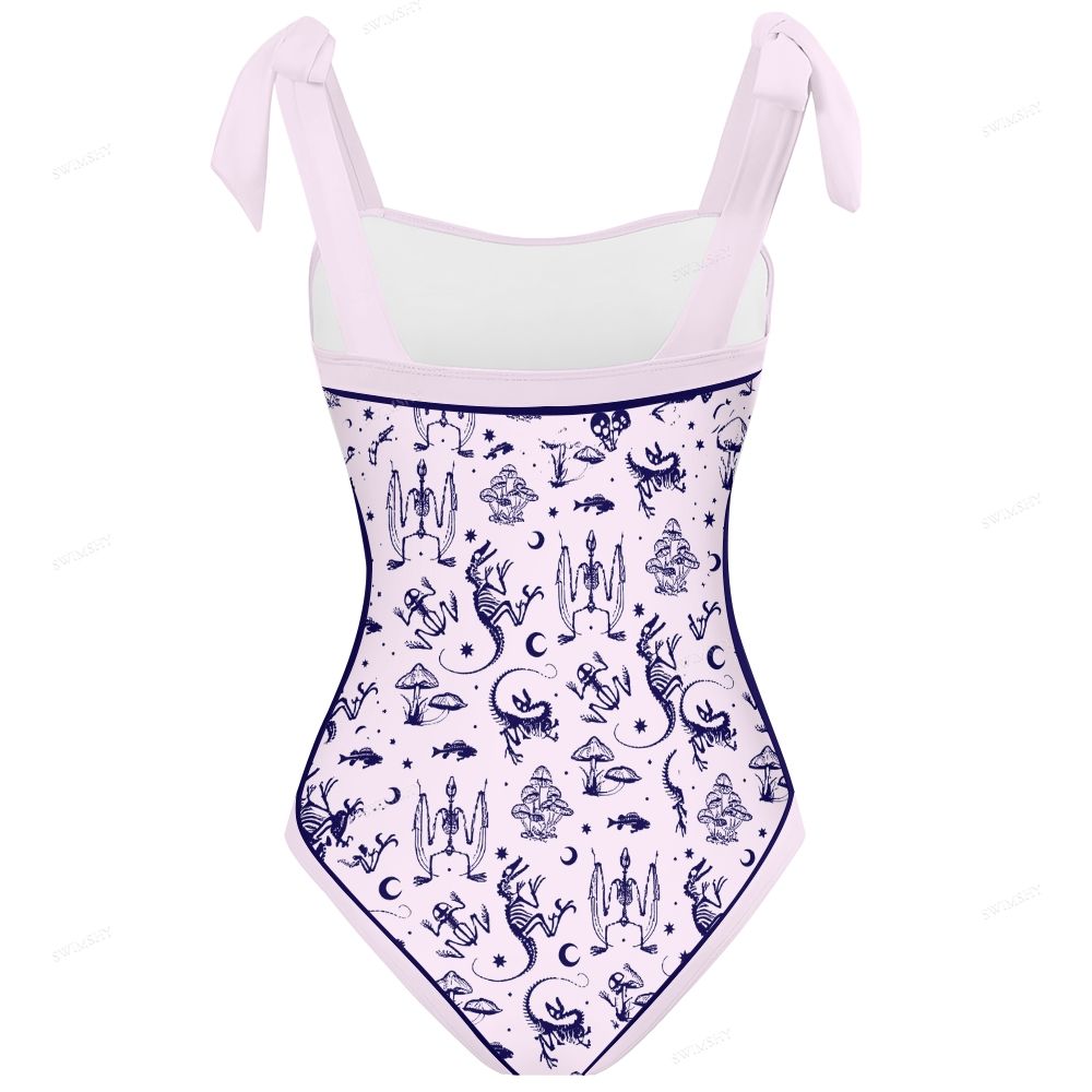 Mystical Skeleton Print One-Piece Swimsuit
