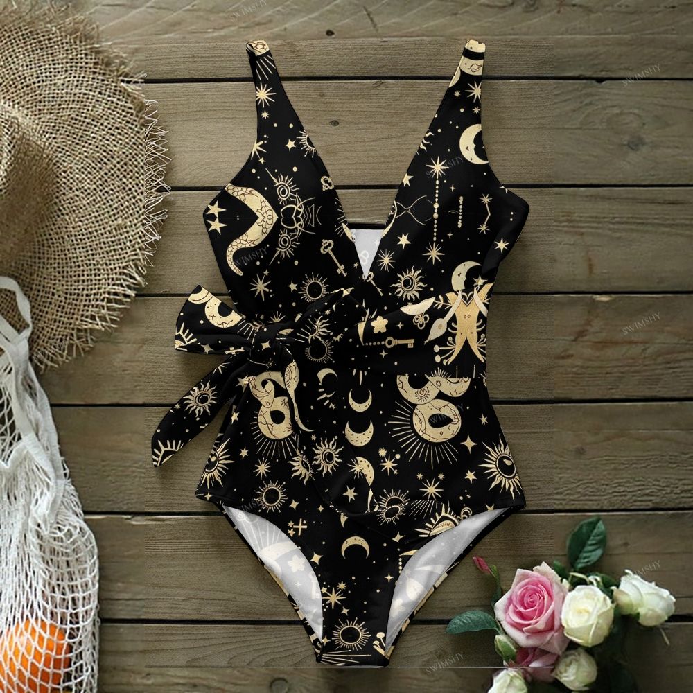Celestial Snake Print One-Piece Swimsuit