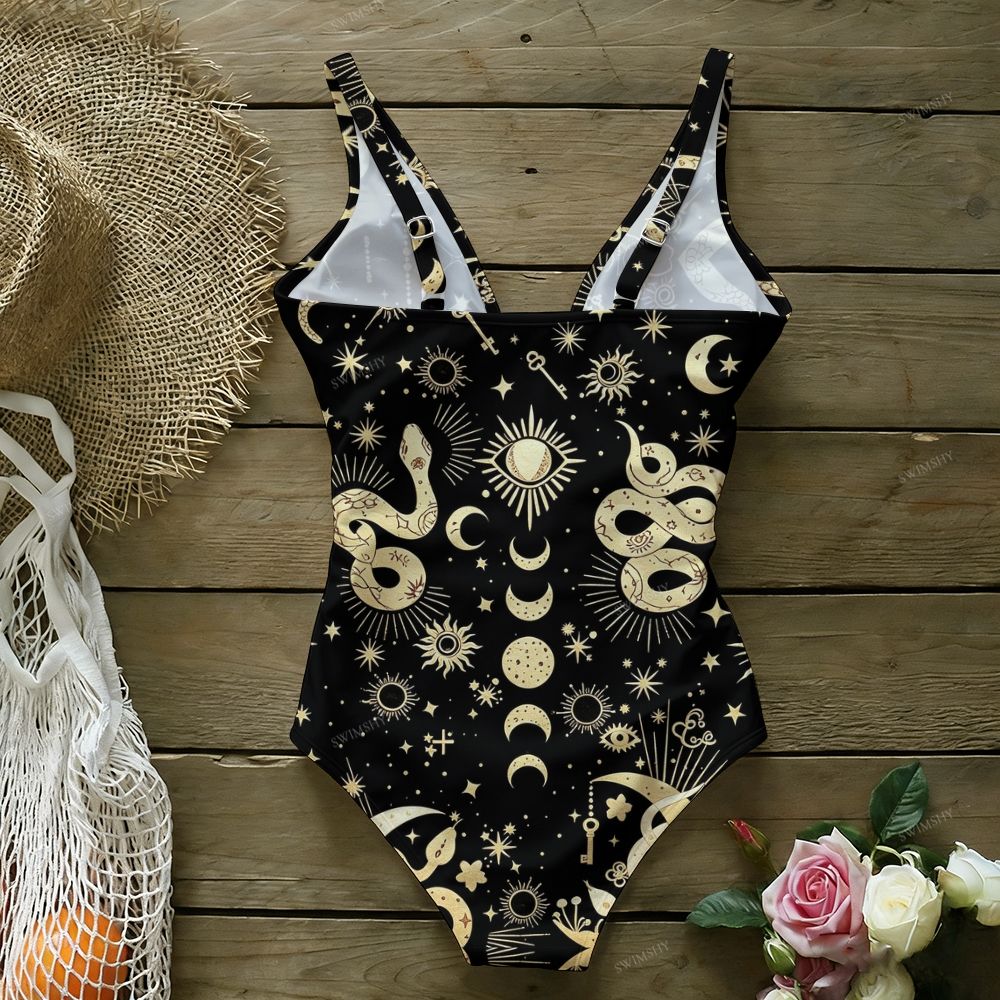 Celestial Snake Print One-Piece Swimsuit