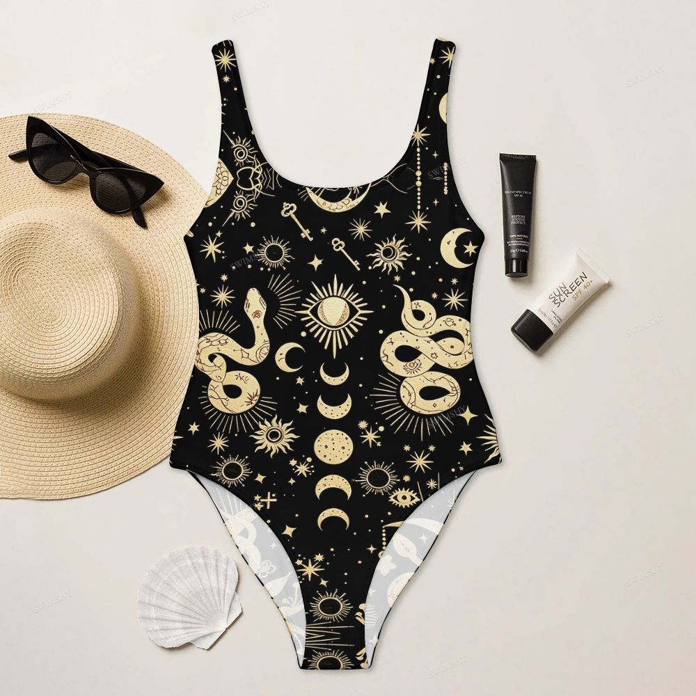 Celestial Snake Print One-Piece Swimsuit