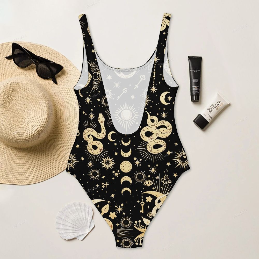 Celestial Snake Print One-Piece Swimsuit