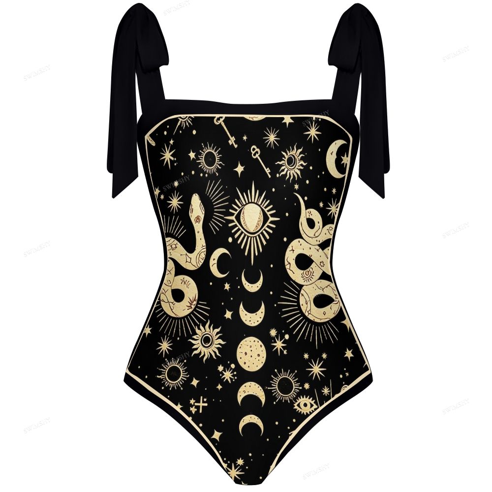Celestial Snake Print One-Piece Swimsuit