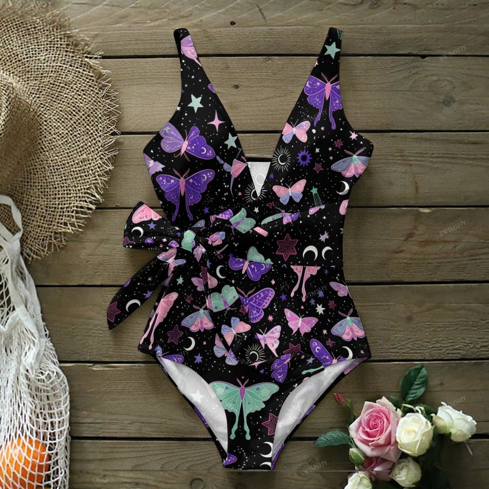 Celestial Butterfly Print One-Piece Swimsuit