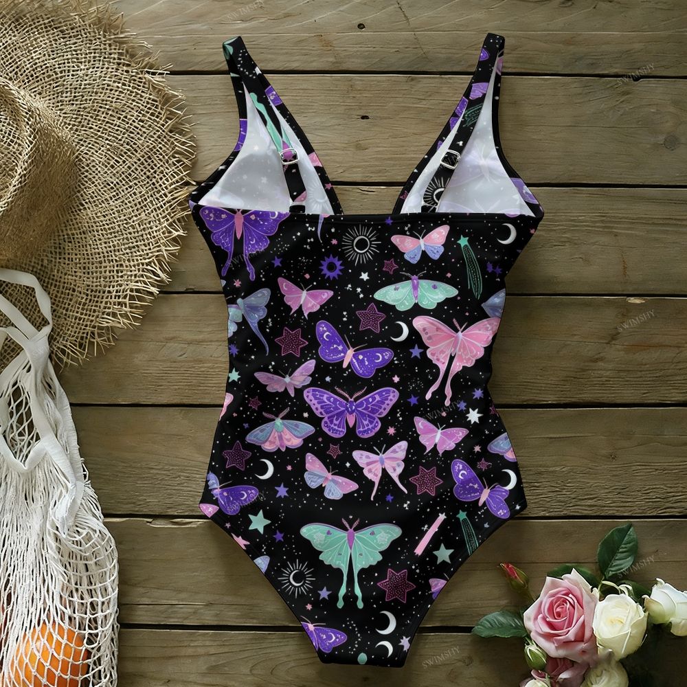 Celestial Butterfly Print One-Piece Swimsuit